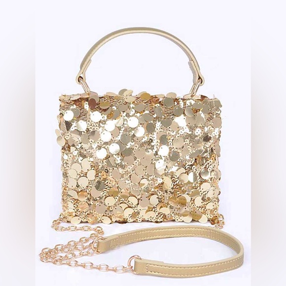 Large Metallic Sequin Crossbody Swing Bag - Picture 1 of 8